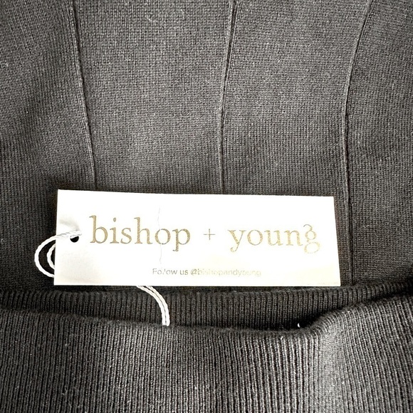 NWT Bishop + Young Black Ribbed Pleated Asymmetrical Midi Skirt Size Small - Picture 10 of 15